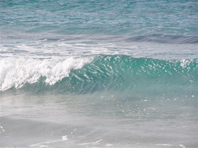 Il mare gonfia un'onda che si rotola facendo il tubo!